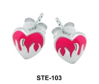 Flame Heart Stud Earring STE-103